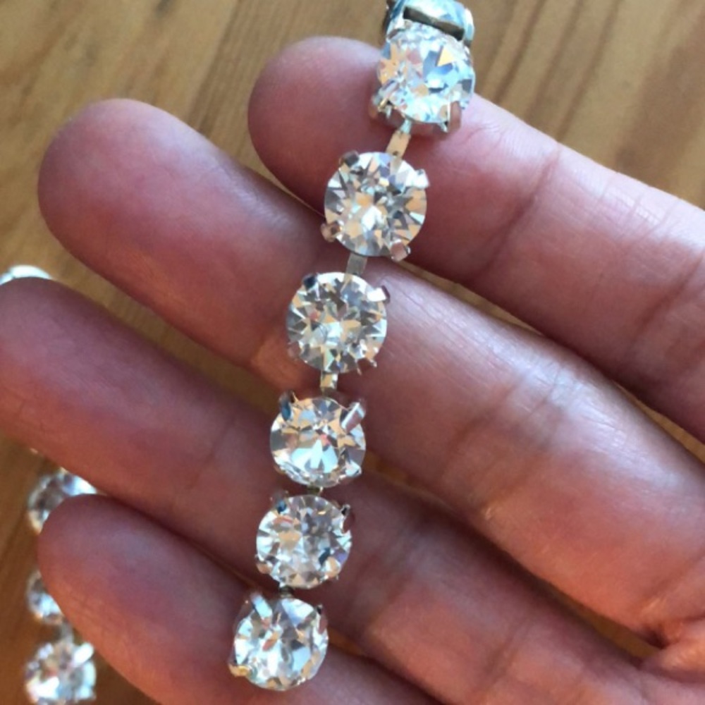 Stunning Silver Crystal Drop Statement Earrings - Picture 6 of 15